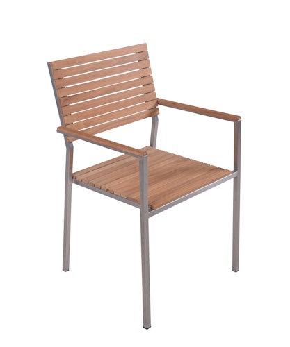 Garden Pleasure Gartenmöbel Set DALLAS / DENVER 02, Tisch 200 x 90 + Bank + 4 Stapelsessel, Edelstahl / Teak