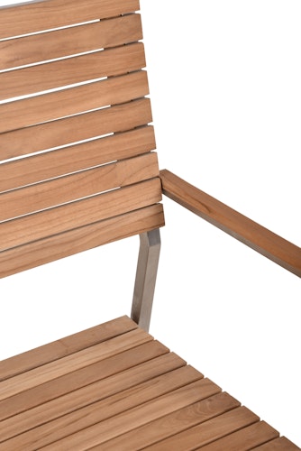 Garden Pleasure Gartenmöbel Set DALLAS / DENVER 02, Tisch 200 x 90 + Bank + 4 Stapelsessel, Edelstahl / Teak