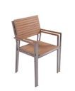 Garden Pleasure Gartenmöbel Set DALLAS / DENVER 02, Tisch 200 x 90 + Bank + 4 Stapelsessel, Edelstahl / Teak