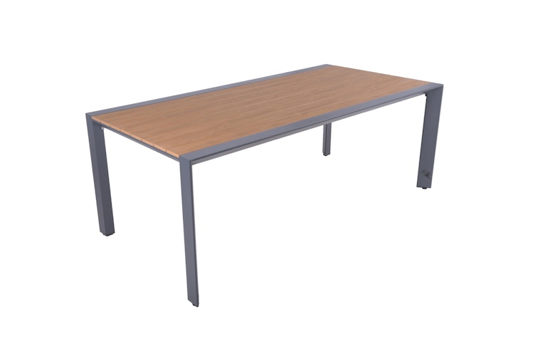 Garden Pleasure Gartenmöbel Set SILEA / TREVISO 01, Tisch 200 x 100 + 4 Stapelsessel, Aluminium / Nonwood