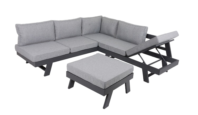 Garden Pleasure Lounge Set DONNA, Aluminium Anthrazit / Kissen 100 % Polyester Grau