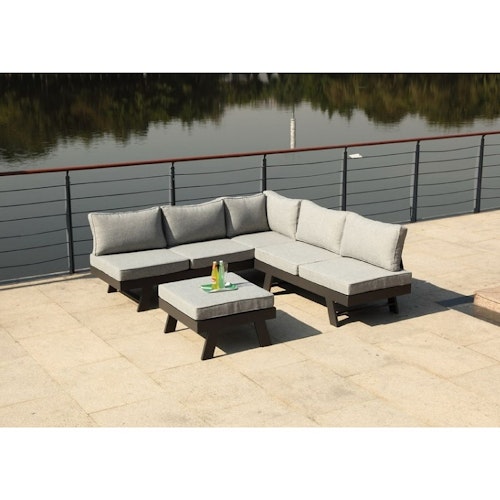 Garden Pleasure Lounge Set DONNA, Aluminium Anthrazit / Kissen 100 % Polyester Grau
