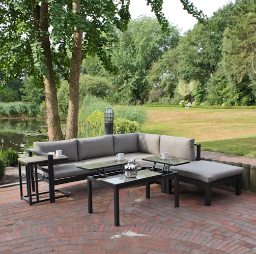 Garden Pleasure Lounge-Eckgruppe MIRANDA, Aluminium Anthrazit / Kissen Olefin (100 % Polypropylen) Grau
