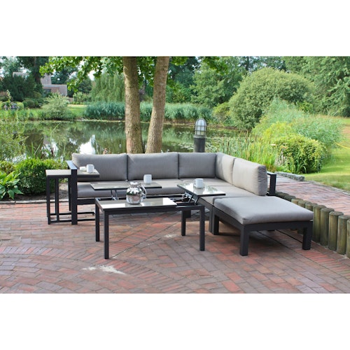 Garden Pleasure Lounge-Eckgruppe MIRANDA, Aluminium Anthrazit / Kissen Olefin (100 % Polypropylen) Grau
