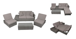 Garden Pleasure Lounge Set ALCUDIA, Aluminium / Polyrattan / Kissen 100 % Polyester