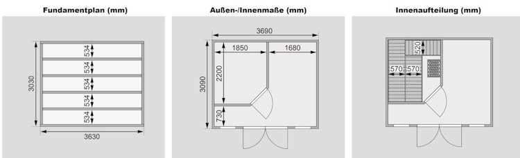 Karibu Gartensauna Saunahaus Nordin inkl. Vorraum, naturbelassen inkl. gratis Saunaofen & 8-teiligem Zubehörpaket (Gesamtwert 1071,91€) Bild