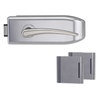 Griffwerk CREATIVO 1.0 -Edelstahl matt Ganzglastürbeschlagset -3-teiliger Bandsatz -mit Griff MARISASamtgrau -UV