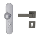 Vorschaubild Griffwerk TITANO Kombi SB_882 ES1 (S2) -Edelstahl matt Kombi-Schutzbeschlag -Knopf/Drücker -mit Griff DESM GRAPH -Kaschmirgrau-eckig -L -ZA, 72mm -TS 38-50