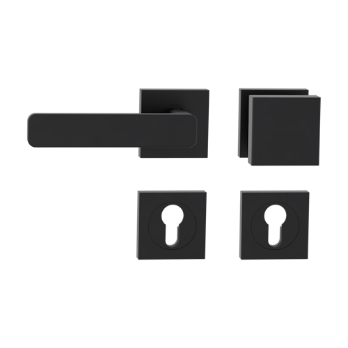 GRIFFWERK Wechselgarnitur MINIMAL MODERN Schraubtechnik GK4 Rosetten eckig Knopf SQUARE Graphitschwarz L