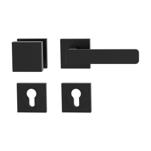 GRIFFWERK Wechselgarnitur MINIMAL MODERN Schraubtechnik GK4 Rosetten eckig Knopf SQUARE Graphitschwarz R