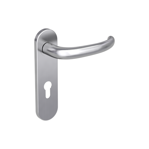 Griffwerk ULMER GRIFF PROF | DESIGN MANUFAKTUR  FS Panik Edelstahl matt -Kurzschild-Garnitur geteilter Vierkant 9mm -Schraubt. -PZ -TS 38-50mm