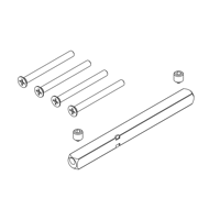 Griffwerk Set für Griffe Klipp -FS Voll-Wechselstift 9x9mm mit Schrauben Stift M12x105mm, Schraubenl.: 70mm, TS 65-70mm