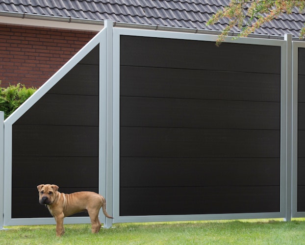 GroJa Viento Designzaun  Sondermaß Element mit Rahmen Silber