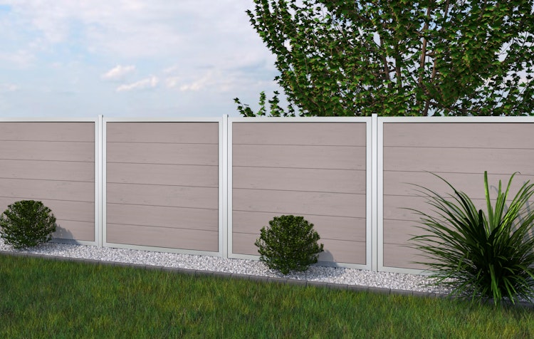 GroJa Viento Designzaun  Sondermaß Element mit Rahmen Silber