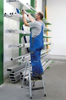 Günzburger Alu-Stehleiter 250 kg beidseitig begehbar mit clip-step R13