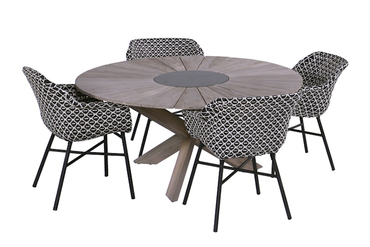 Hartman Dining Chair DELPHINE, Aluminium Carbon Black / Polyrattan White/Black - Abverkauf 