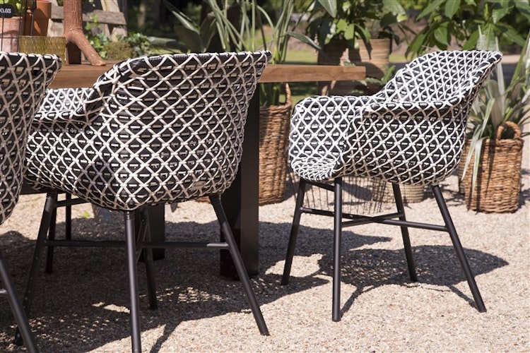 Hartman Dining Chair DELPHINE, Aluminium Carbon Black / Polyrattan White/Black - Abverkauf 