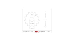 RK 4019 Antriebsritzel (14 Zähne, gummiert)