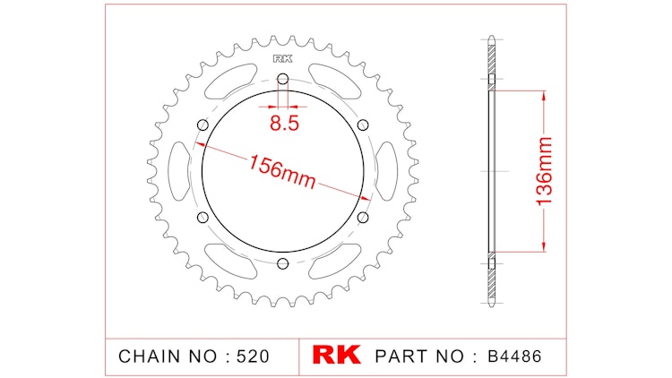 RK 4486 Kettenrad für Derbi 659 und Suzuki RGV