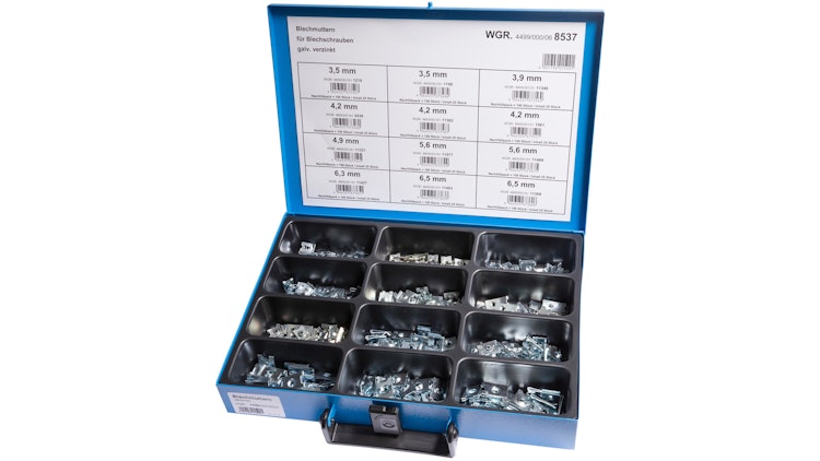 Dresselhaus Blechmutternsortiment 300-tlg., Blechmutternsortiment Metrisches Gewinde, M5 bis M8