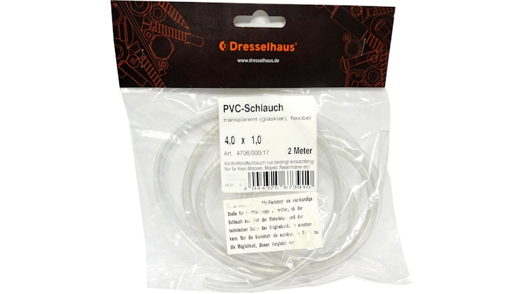 Dresselhaus Kraftstoffschlauch 4, 0 x 6, 0 mm (2 m im Polybeutel), Kraftstoffschlauch "4706" PVC