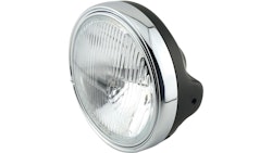 Shin Yo Hauptscheinwerfer 12 V H4, Gehäuse schwarz, Scheinwerferring verchromt