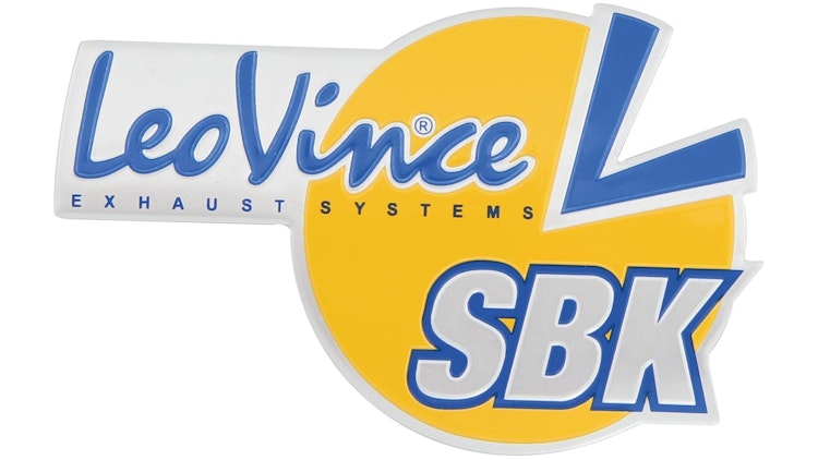 LeoVince Plakette SBK, hitzebeständig, Länge: 93 mm, Breite: 64 mm, SBK Oval, 412132R