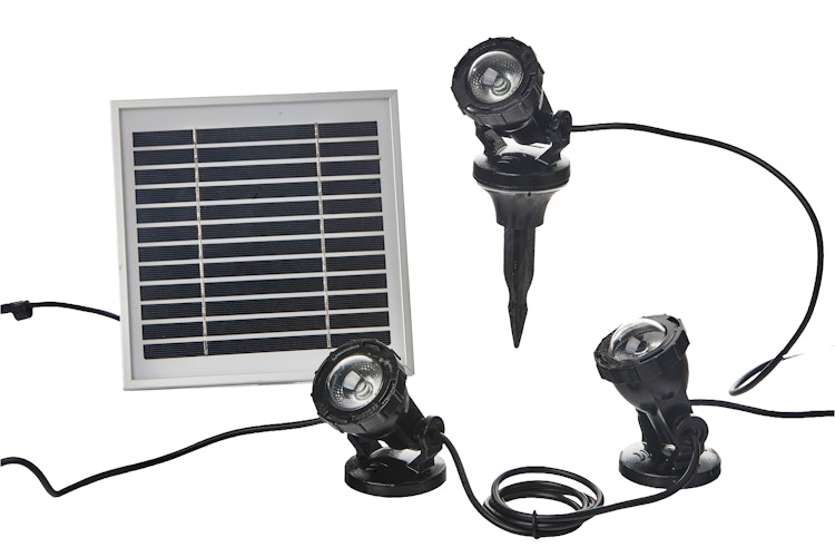 Heissner Solar Licht LED, 3er-Set Farbwechsel-Unterwasserspot mit Akku