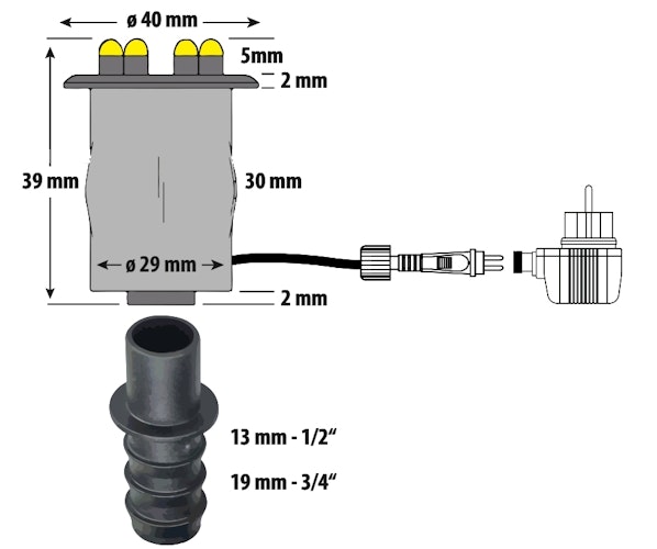 Heissner LED-Set 3 er LED für Steinbrunnen, komplett mit Pumpe, Trafo, etc. ohne Dämmerungssensor und Moosgummis (ET20-16914) Bild