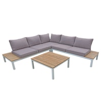Garden Pleasure Lounge-Set VALENTINA, Aluminium Weiß / Nonwood / Kissen 100 % Polyester Grau