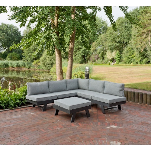 Garden Pleasure Lounge Set DONNA, Aluminium Anthrazit / Kissen 100 % Polyester Grau