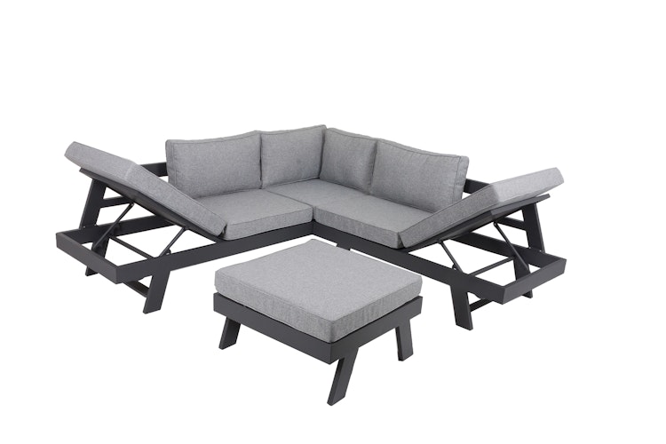 Garden Pleasure Lounge Set DONNA, Aluminium Anthrazit / Kissen 100 % Polyester Grau