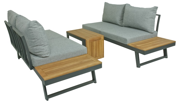 Garden Pleasure Lounge Set FELICE, Aluminium / Akazie / Kissen 100 % Polyester