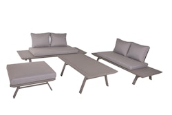 Garden Pleasure Lounge-Set CELIA, Aluminium Hellgrau / Kissen 100 % Polyester Taupe