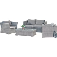 Garden Pleasure Lounge-Set AVILA, Aluminium / Polyrattan / 100 % Polyester / Glas