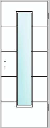 Hörmann DesignLine Holz-Zimmertürblatt - Stripe 15 mit 4 Linien und Lichtausschnitt 24 mittig - Duradecor - mit oder ohne Schlüssellochbohrung