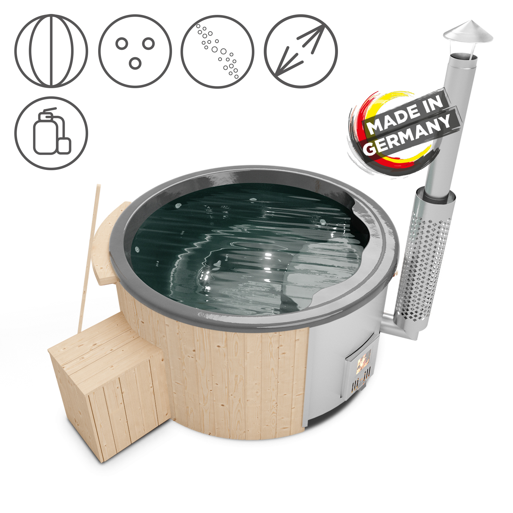 Vorschaubild Galerie Holzklusiv Hot Tub / Badefass Saphir 180 SPA DELUXE CLEAN