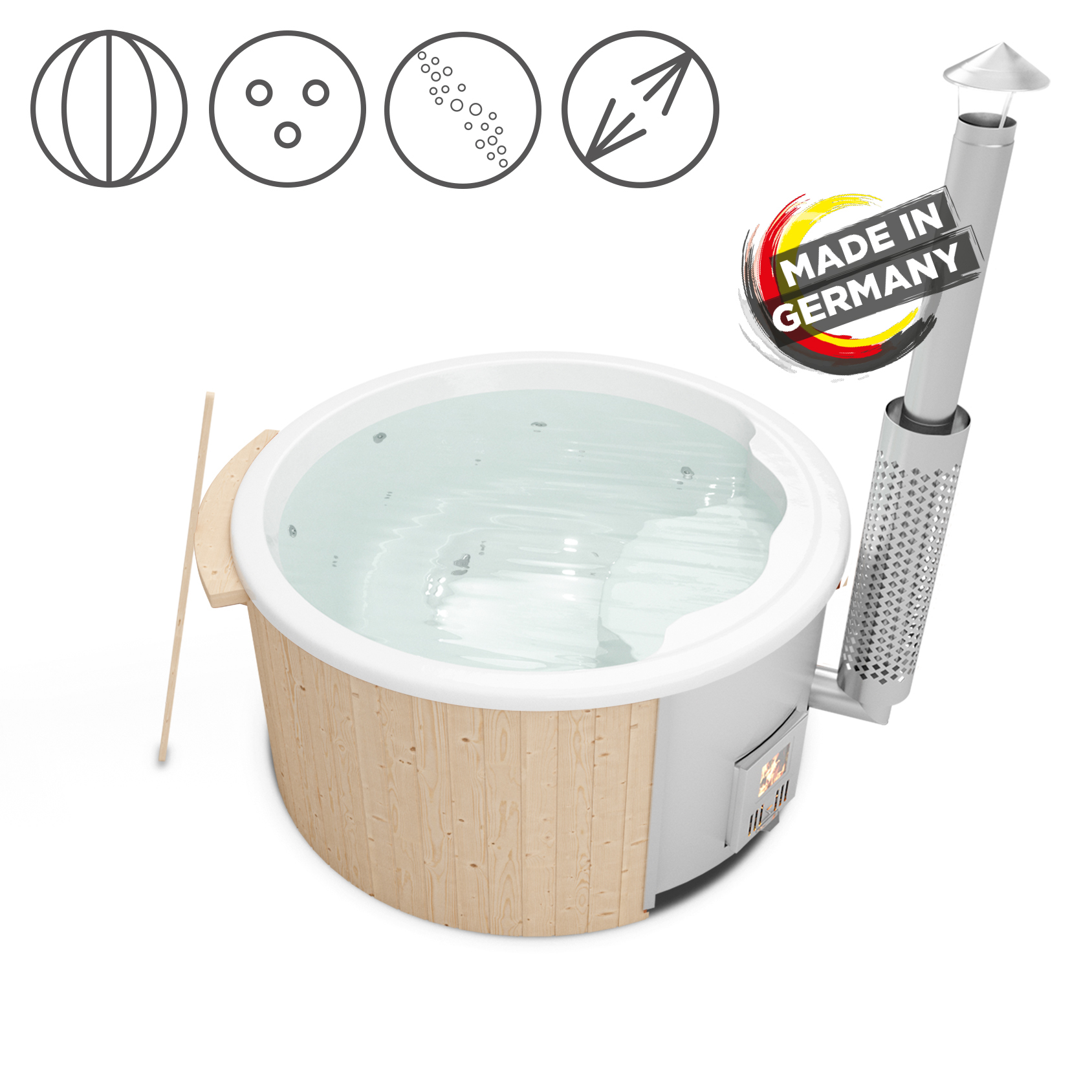 Vorschaubild Galerie Holzklusiv Hot Tub / Badefass Saphir 180 SPA DELUXE