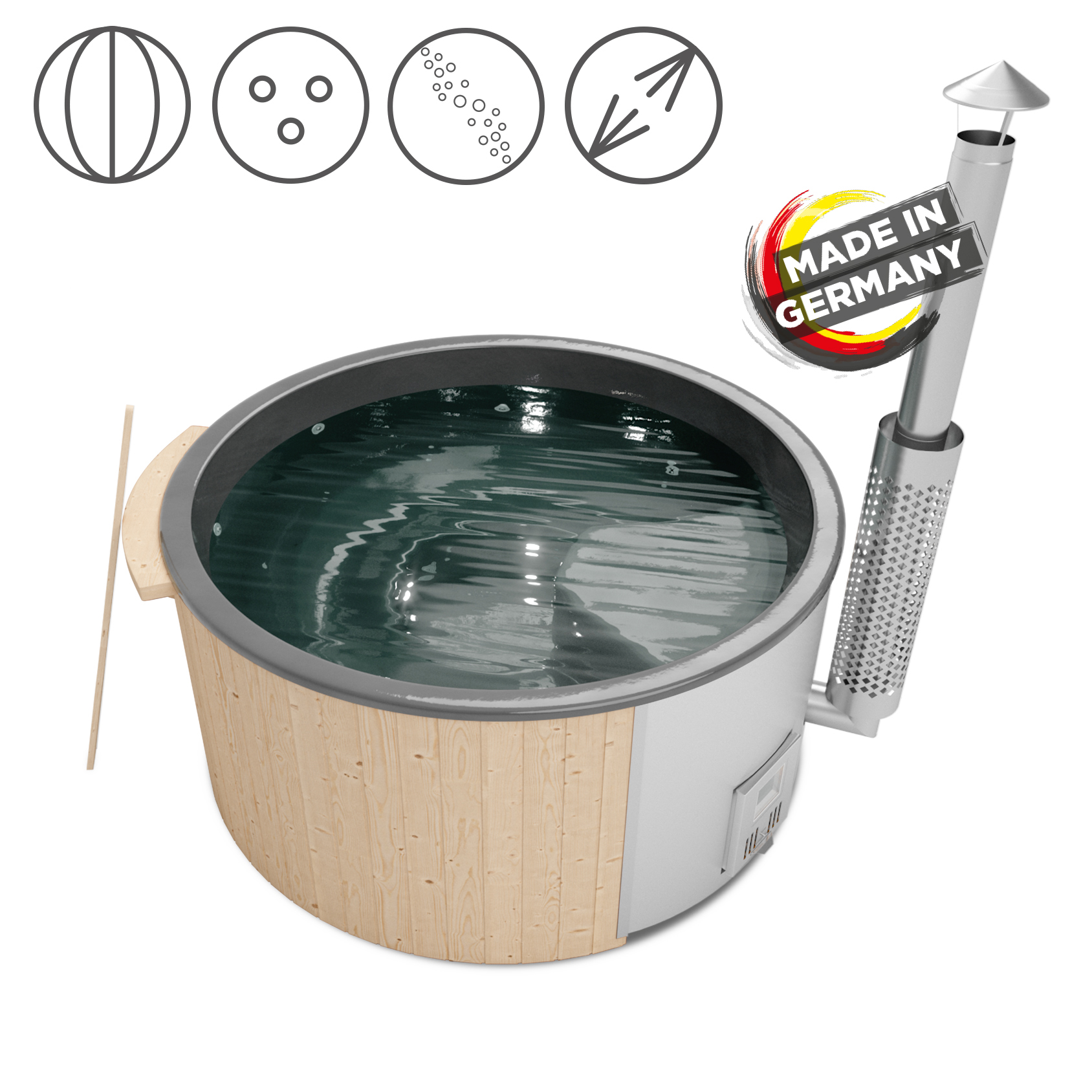 Vorschaubild Galerie Holzklusiv Hot Tub / Badefass Saphir 200 SPA DELUXE