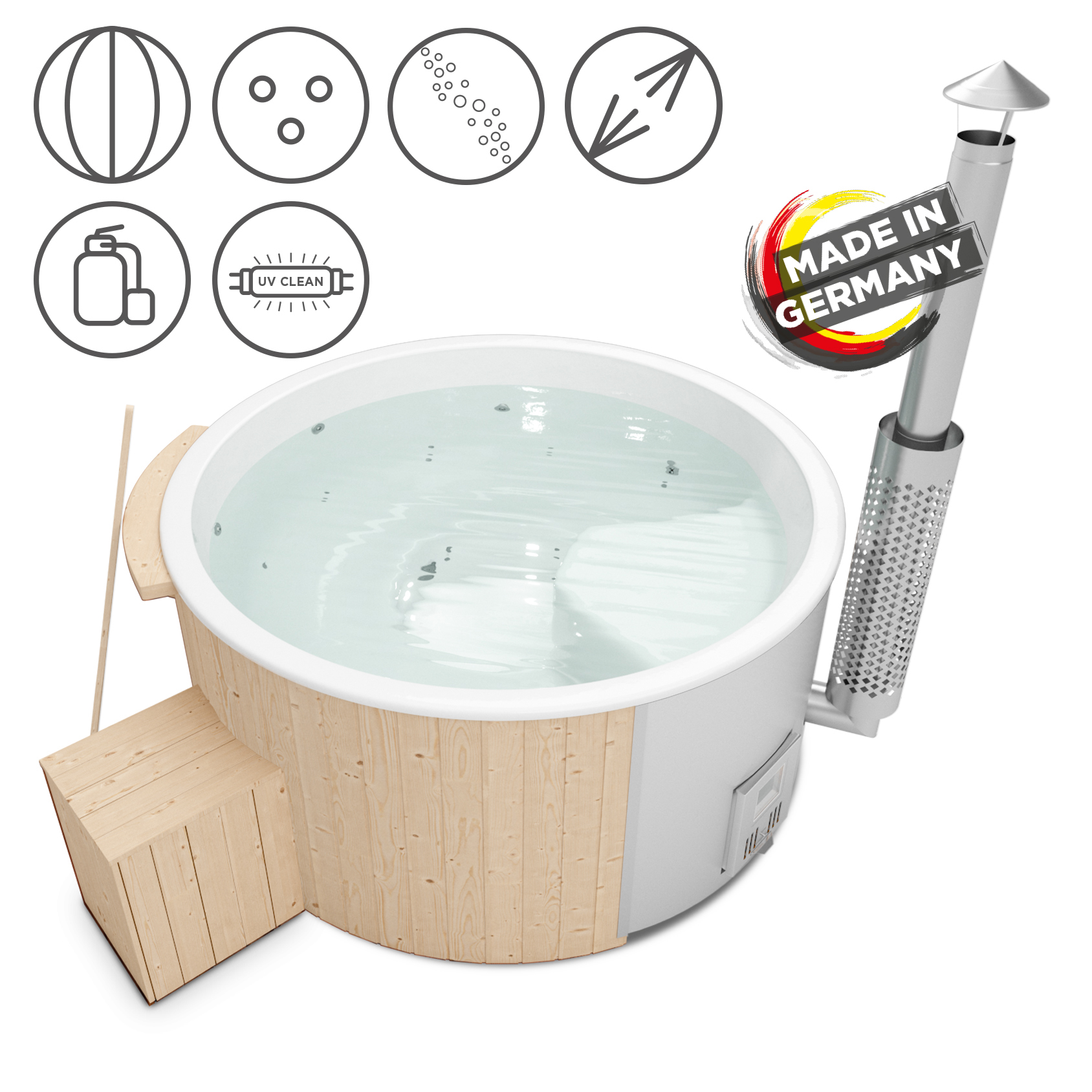Vorschaubild Galerie Holzklusiv Hot Tub / Badefass Saphir 200 SPA DELUXE CLEAN UV