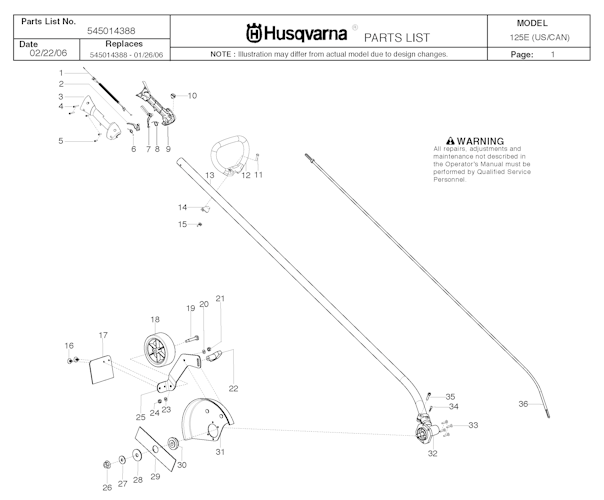 Husqvarna Rasentrimmer 125 E ,20061100001-20082299999