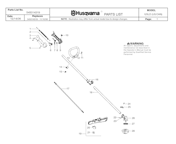 Husqvarna Rasentrimmer 125 LD, 20064900001-20082200000