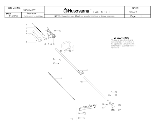 Husqvarna Rasentrimmer 125 LDX, 20071300001-20082200000