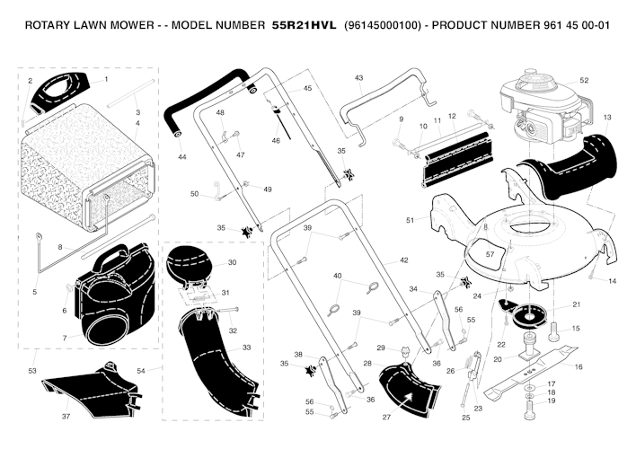 Husqvarna Rasenmäher gelegentliche Nutzung 55R21HVL, 96145000100, 2005-02