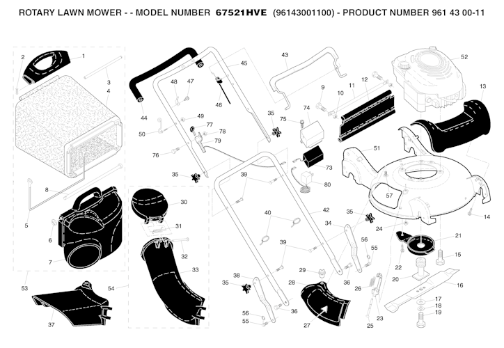 Husqvarna Rasenmäher gelegentliche Nutzung 67521 HV E, 96143001100, 532188294, 2005-01