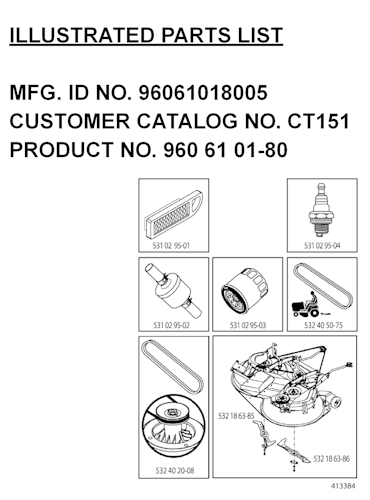 Husqvarna Gartentraktoren 96061018005 CT151