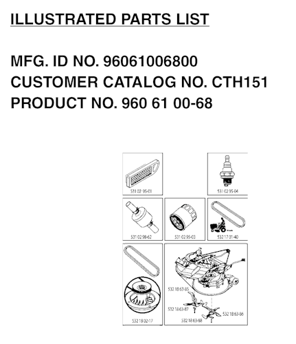 Husqvarna Gartentraktoren 96061006800 CTH151