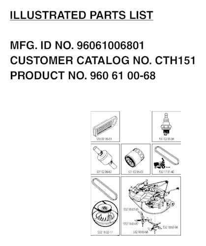 Husqvarna Gartentraktoren 96061006801 CTH151