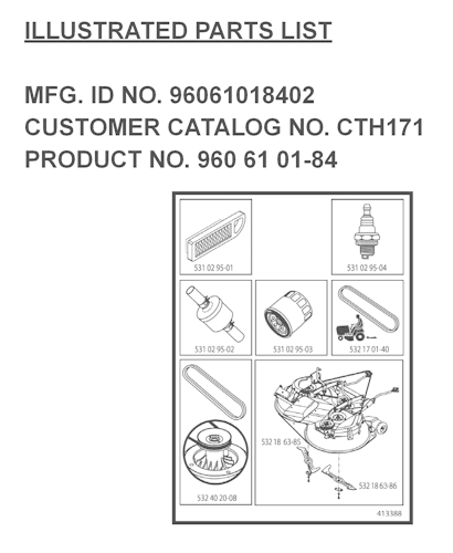 Husqvarna Gartentraktoren 96061018302 CTH171