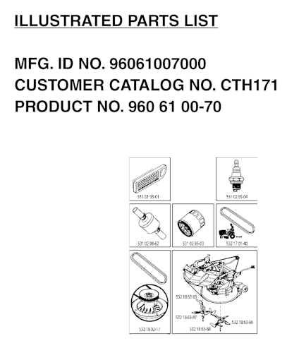 Husqvarna Gartentraktoren 96061007000 CTH171